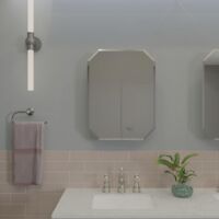 Croydex Bevelled Edge Single Door Bathroom Medicine Cabinet, 60 x 45cm - Lozenge
