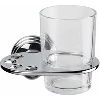Croydex Bathroom Clear Tumbler with Chrome Wall Mounted Holder - Westminster