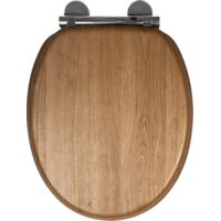 Croydex Oak Effect Soft-Close Round Toilet Seat, Universal Fitting - Grey/White