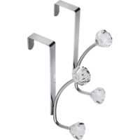 Croydex Over Door Hanging Robe & Towel Hook with Jewels - Pack of 2, Rust Free