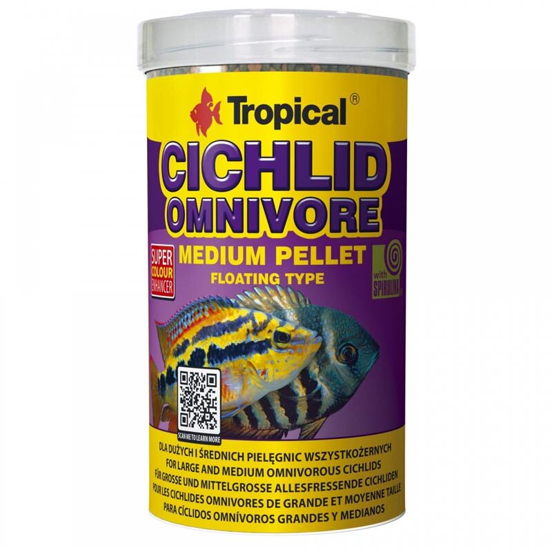 Tropical Cichlid Omnivore Medium Pellet 500ml/180gr - mangime per ciclidi  onnivori, granulometria medio grande