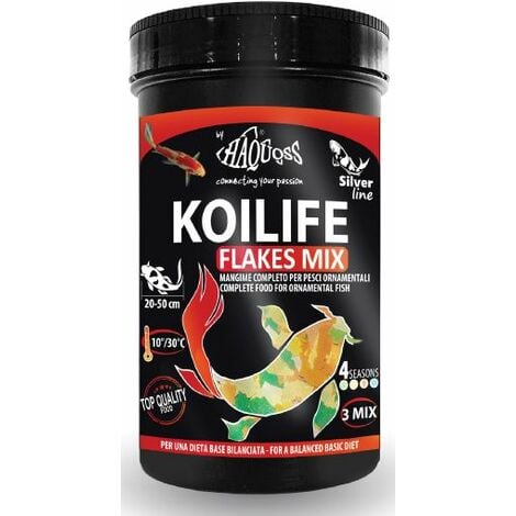 Haquoss KoiLife Flakes Mix 1000ml/120gr - mangime base in fiocchi per pesci  da laghetto