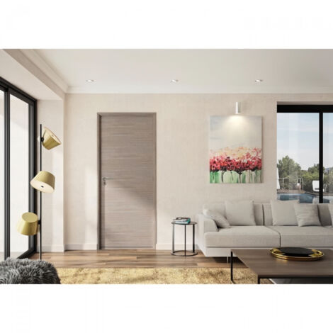 Optimum – Bloc porte ajustable décor chêne taupe – Poussant droit – Serrure silencieuse à pêne magnétique – Joint d'isolation phonique – 204 x 73 cm (1/3)