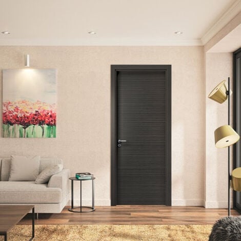Bloc Porte ajustable décor chêne foncé MILANO - poussant Droit/poignée à  gauche - 204 x 73 cm