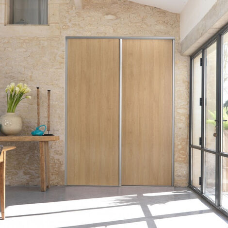 Pack portes coulissantes OPTIMUM Pleines - 2 vantaux - chêne authentique - 250 x 150 cm