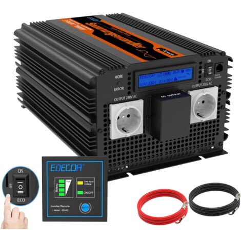 EDECOA Convertisseur 24v 220v Pur Sinus 3500w Onduleur et écran LCD pour Camion Panneau Solaire autocaravane avec télécommande Power Inverter 24v 230v (3ème génération)