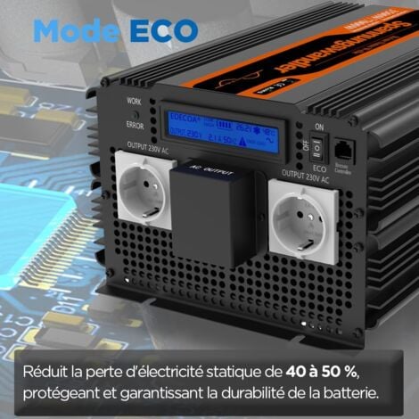 EDECOA Convertisseur 24v 220v Pur Sinus 3500w Onduleur et écran LCD pour Camion Panneau Solaire autocaravane avec télécommande Power Inverter 24v 230v (3ème génération)