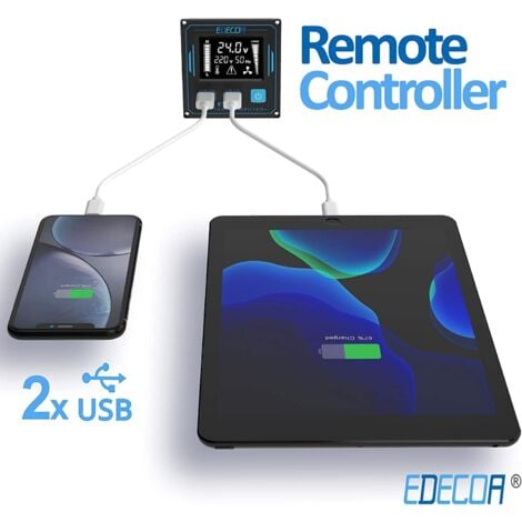 EDECOA convertisseur 12v 220v 3000w onduleur télécommande 2X USB et écran  pour Panneau Solaire Voiture Onde modifiée Isolation galvanique (2e