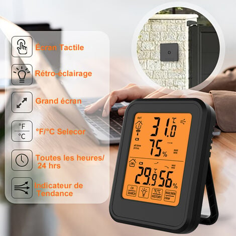 KINSI Raumthermometer Digitales Thermometer,Hygrometer Innen,Display mit  Hintergrundbeleuchtung Hygrothermometer