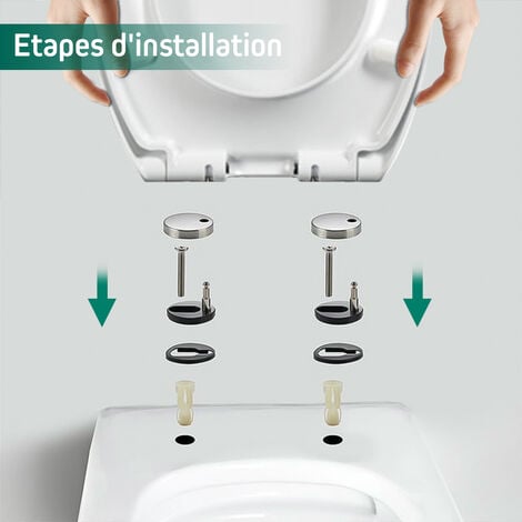 Toilettendeckel, WC Sitz mit Absenkautomatik SDLOGAL, Quick-Release Funktion für einfach Reinigung, O Form Weiß Toilettensitz mit Verstellbaren Scharnieren, Kunststoff, 42 x 36cm