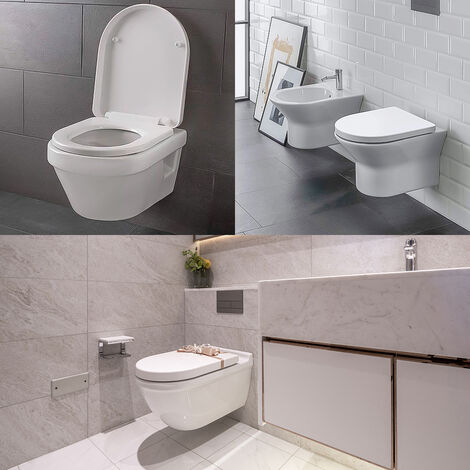 Toilettendeckel, SDLOGAL WC Sitz mit Absenkautomatik, Klodeckel U-Form mit Quick Release Funktion für einfache Montage & Reinigung, Klobrille aus Duroplast, Verstellbaren Scharnieren, 45 x 36,5cm