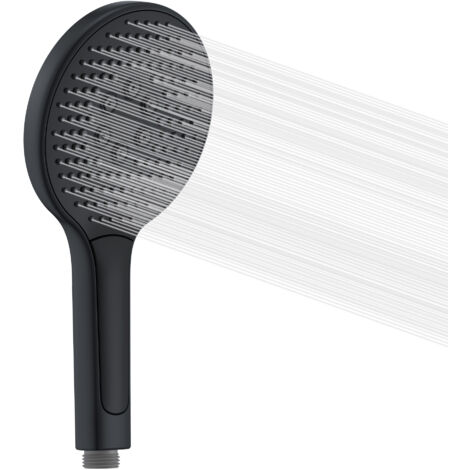 SUMERAIN Pommeau de douche rond noir mat à haute pression, Douchette économie d'eau avec trois types de jets (130 mm) (1/5)