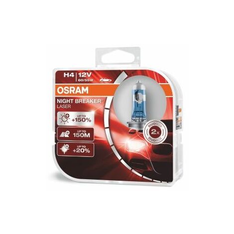 Osram – Kit 2 ampoules halogène H4 12V – Technologie NIGHT BREAKER® LASER – 150% de lumière supplémentaire – Faisceau jusqu'à 150 m – 64193NLHCB (1/7)