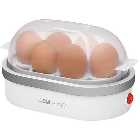 Clatronic EK3497 Cuiseur à oeufs avec pique-œuf, avec verre doseur blanc
