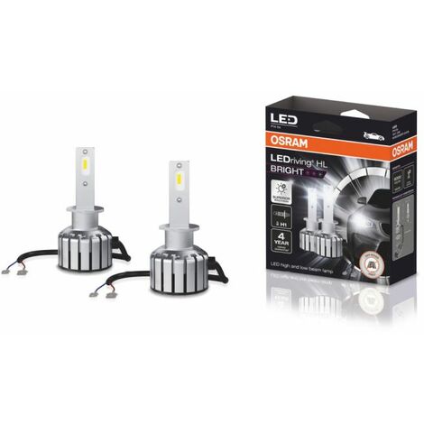 Osram – Ampoules LEDriving H1 12V – Luminosité +300% – Température de couleur 6000K – Feux de route et croisement – Bague multi-compatible