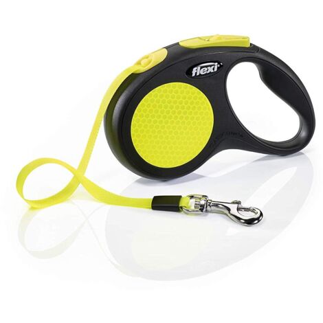 Laisse New Neon S Tape 5 m black/ neon yellow Flexi CL11T5-251-S-NEOGE