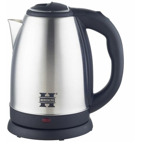 Bouilloire électrique inox 1,8L sans fil – Puissance 1500W – Arrêt automatique – Protection ébullition à sec – Indicateur de niveau d'eau – Herzberg - HG5011-SIL