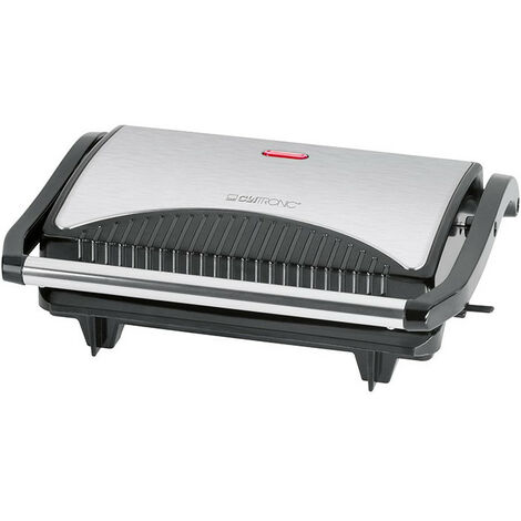 Grill électrique à contact 700W – Acier inoxydable – Surface de cuisson 230 x 145 mm – Poignée froide au toucher – Rangement du cordon – Clatronic - V478891