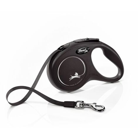 Laisse extensible Flexi Classic 5m de ruban Taille S jusqu'à 12kg Couleur Noir Nayeco