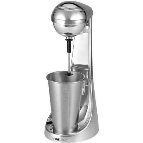 Shaker électrique 2 en 1 65W – Mixeur et mousseur à lait – Acier inoxydable – Design chromé – Capacité 650 ml – Clatronic - S32604