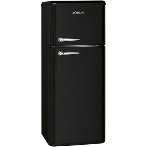Réfrigérateur rétro noir 208L – 160L réfrigérateur, 48L congélateur – Classe énergétique A+ – Niveau sonore 41 dB – Dégivrage semi-automatique – Bomann