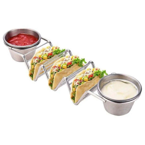 Support à tacos en acier inoxydable avec 2 tasses Herzberg HG04043 (1/5)
