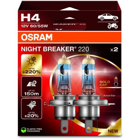Osram – Ampoule halogène H4 64193NB2202HB – 220% de lumière supplémentaire – Faisceau jusqu'à 150 mètres – Culot P43t - Y374703