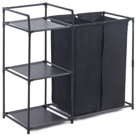 Trieur de Linge à 2 Sacs Détachables Avec Etagère de Rangement 3 niveaux Herzberg HG04531 (1/4)