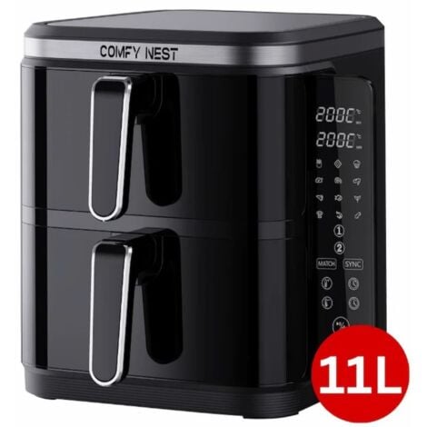 Friteuse à air chaud Air fryer double panier verticale 11L 2800W Comfy Nest CN06177