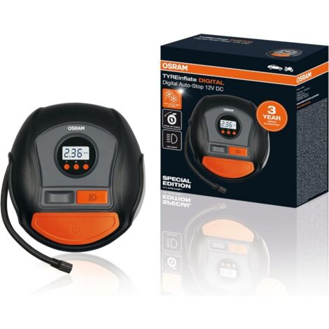 Osram – Compresseur d'air numérique portable OTI450 – Pression 7 bar – Alimentation 12V allume-cigare – Écran rétroéclairé – Accessoires inclus