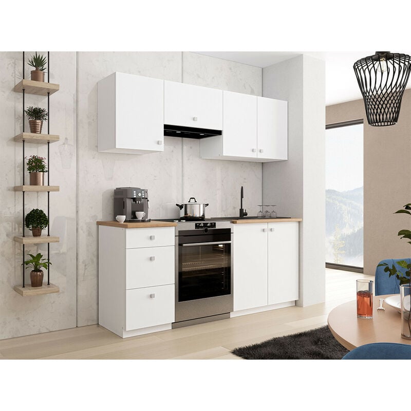 LOUKA, Cucina angolare completa + Componibile L 360 cm 9 pz, Piano di  lavoro INCLUSO