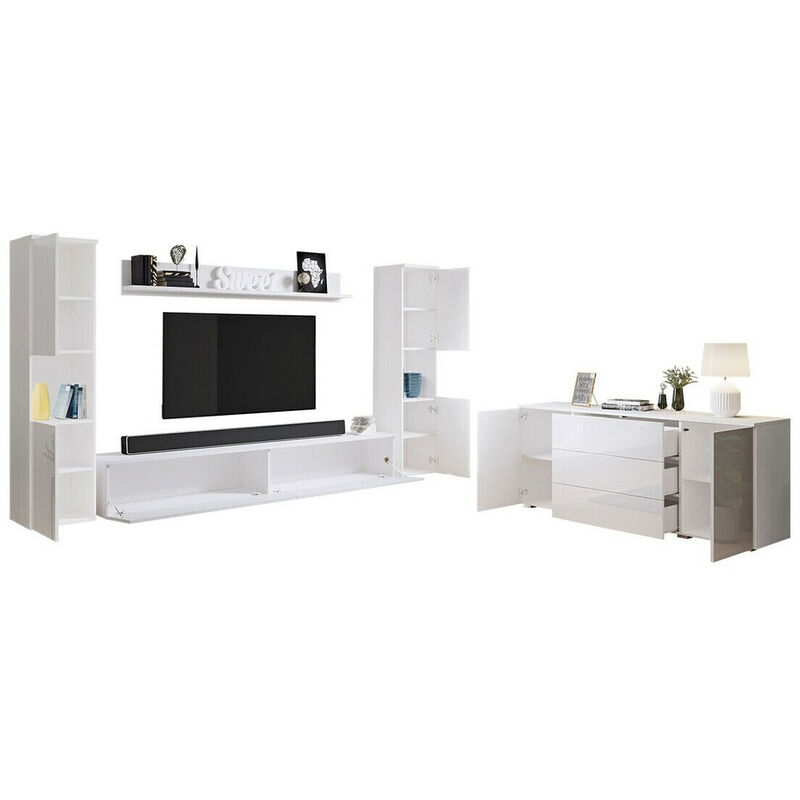 Set mobili soggiorno Sarasota 133, Wotan quercia, Con mobile porta tv, Con  singole parti, Truciolare laminato