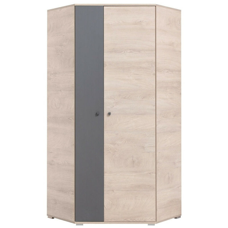 Armadio ad angolo Omaha H101 (Nero + Quercia + Beige) - Armadi