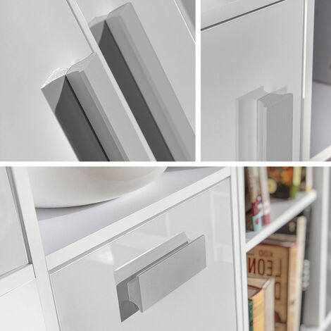Scrivania da ufficio Akron J100, Bianco + Lucidare Turchese, Con cassetti,  Con porte, 80x120x50cm
