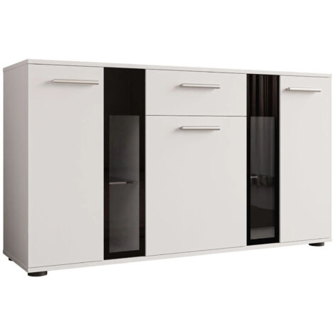 Cassettiera Con 2 Ante 80x70x40 Cm - Credenza Per Soggiorno O Ufficio | Design Quercia Bianco, Antibatterica - Foto 4
