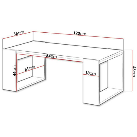 Tavolino da caffè Charlotte D105 , 46x55x120cm, Truciolare laminato,  Angolare