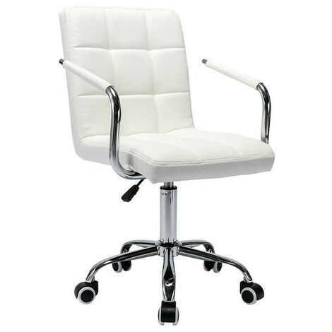 Sedia Da Ufficio Senza Braccioli In Pelle PU | Altezza Regolabile, Girevole 360°, Con Ruote | Design Moderno Noce