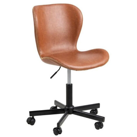DUMOS Sedia Ufficio Senza Ruote In PU - Girevole Con Seduta Ampia A Gambe Incrociate, Altezza Regolabile, Ergonomica E Minimal - 2