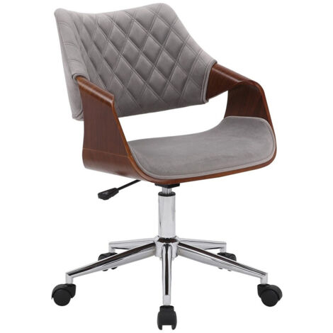 GarveeHome Sedia Ufficio Con Gambe Incrociate E Ruote, Senza Braccioli, Pelle PU, Marrone - 4