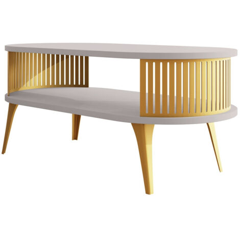 Bali & Pari Milagra Tavolino Da Caffè In Rattan Naturale E Compensato, Piano Rotondo, Miele Chiaro - copertina