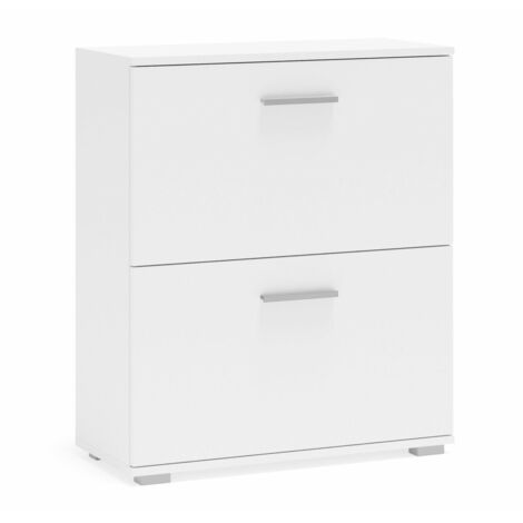 Scarpiera Wellhome In Truciolare Melaminico, Bianco, Con 2 Cassetti E Ripiani, Dimensioni 51x84x26 Cm, Da Ancorare A Parete - 4