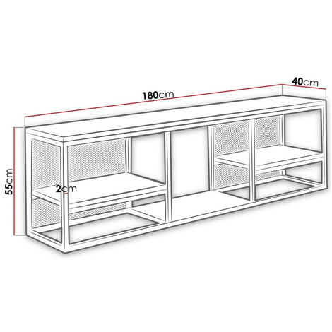 Mobile porta TV Indiana 140, Nero + Rovere Artisan, 180x55x40cm