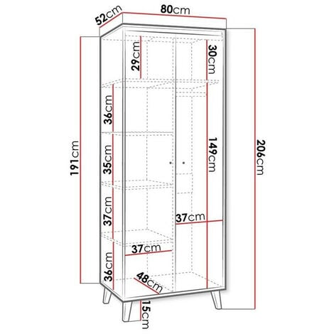 Guardaroba Providence D106, Rovere Sanremo chiaro + Opaca bianco,  206x80x52cm, Porte guardaroba: Con cerniere