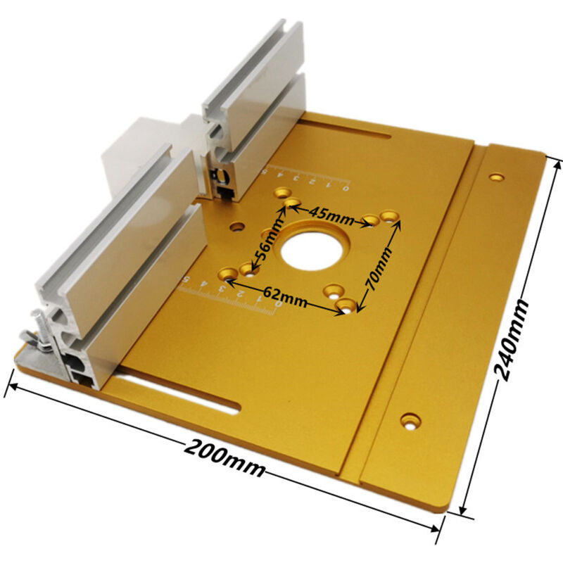 Plaque D'insertion Pour Table De Fraisage En Aluminium - 4 Anneaux D'insertion, échelles Cm/pouces, Coupe Et Rainurage Bois - 9