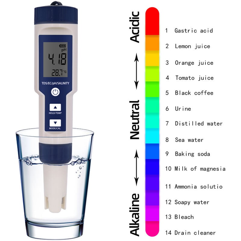 12€99 sur Testeur de qualité de l'eau C-100 5 en 1 testeur d'eau
