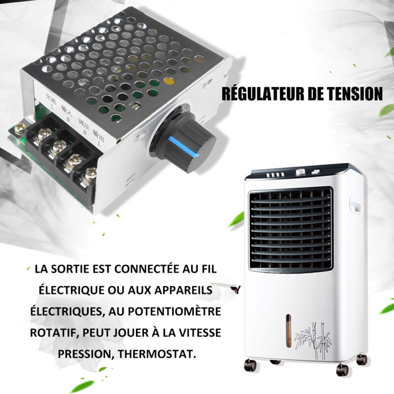 Variateur Moteur AC 2000W 25A - Réglable 50-220V, Bouton De Commande, Pour Lumière & Chauffe