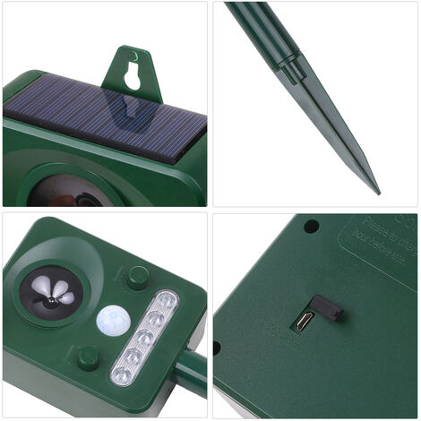 Répulsif Solaire Ultrason Pour Oiseaux - Anti Pigeons, Moineaux, Mouettes - Capteur De Mouvement Et Flash Intégré