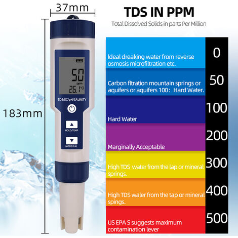 Acheter Compteur 3 en 1 TDS/Temp/EC, testeur TDS&EC, détecteur de