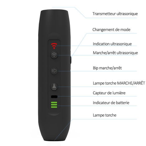 Répulseur de chien à ultrasons Haute puissance Stop Barking Anti Dog Bite Flashlight