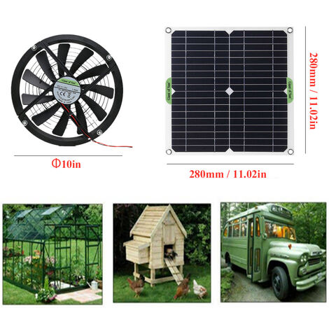 Kit Ventilateur Solaire Portable 10W 12V - Avec Panneau Et 2 Ventilateurs - Pour Poulailler, Serre, Abri Chien - Aération Sans électricité